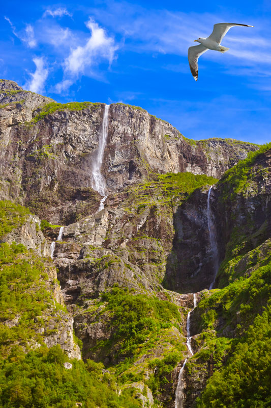 Waterfall in Fjord Sognefjord – Norway