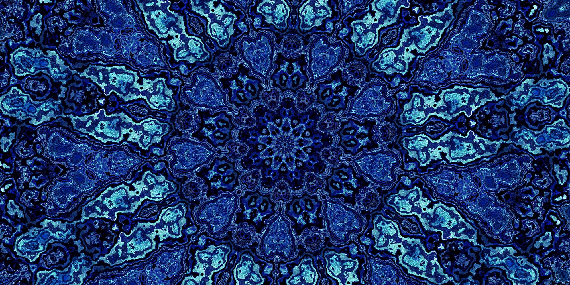 Beautiful Detailed Blue Mandala Fractal. Abstract Background Pattern